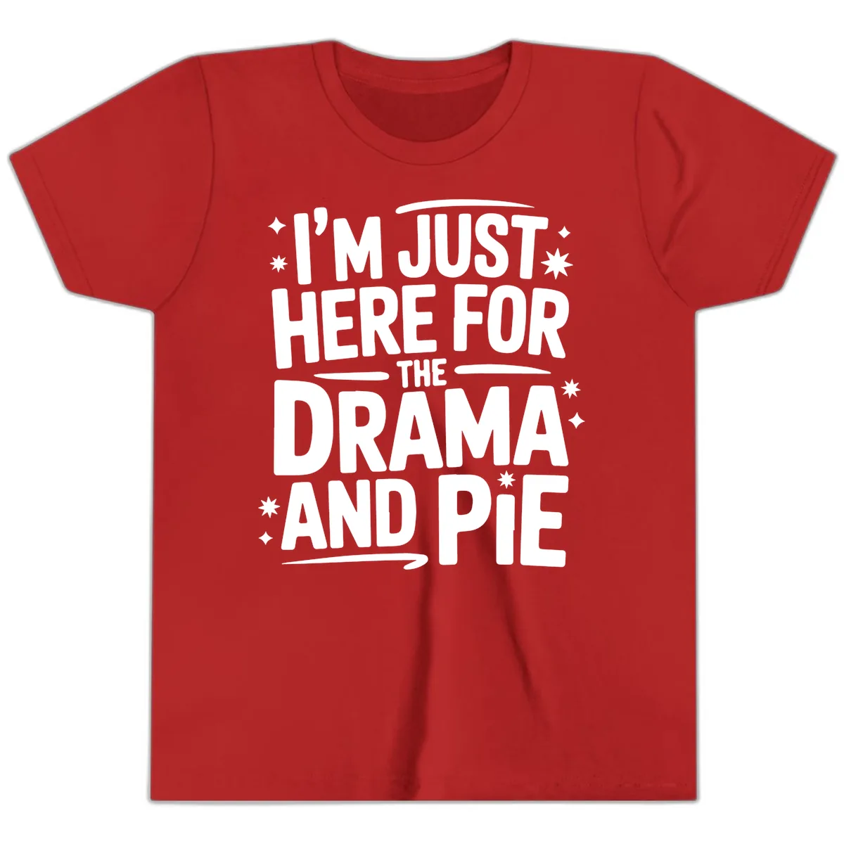 Here For The Drama And Pie Youth T-Shirt in Red